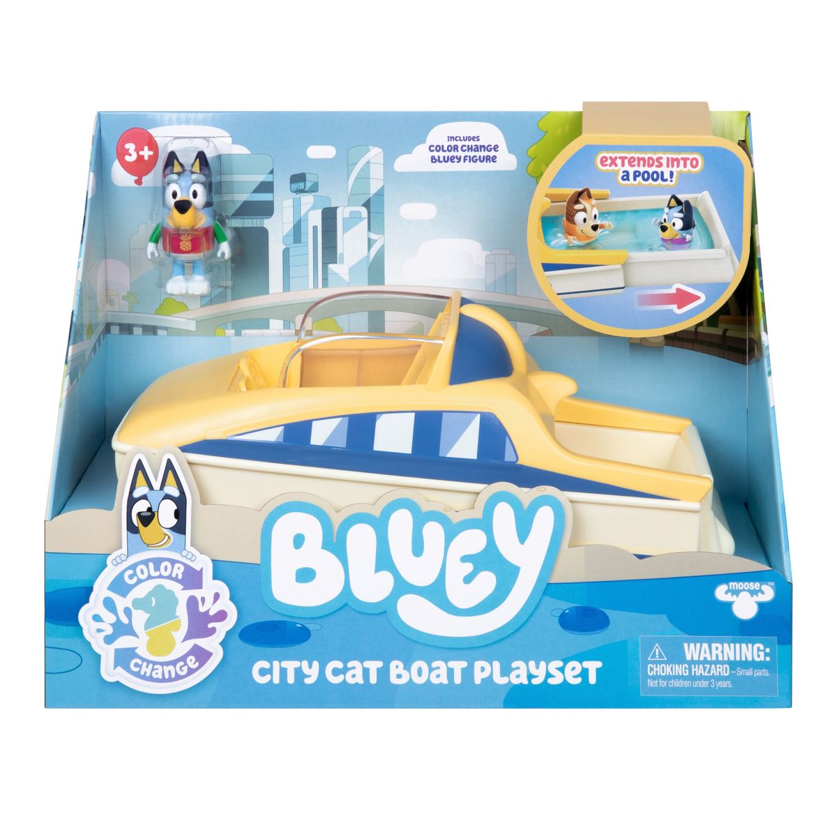 BLUEY - Set de Juego Yate y Figura Con Cambio de Color Bluey