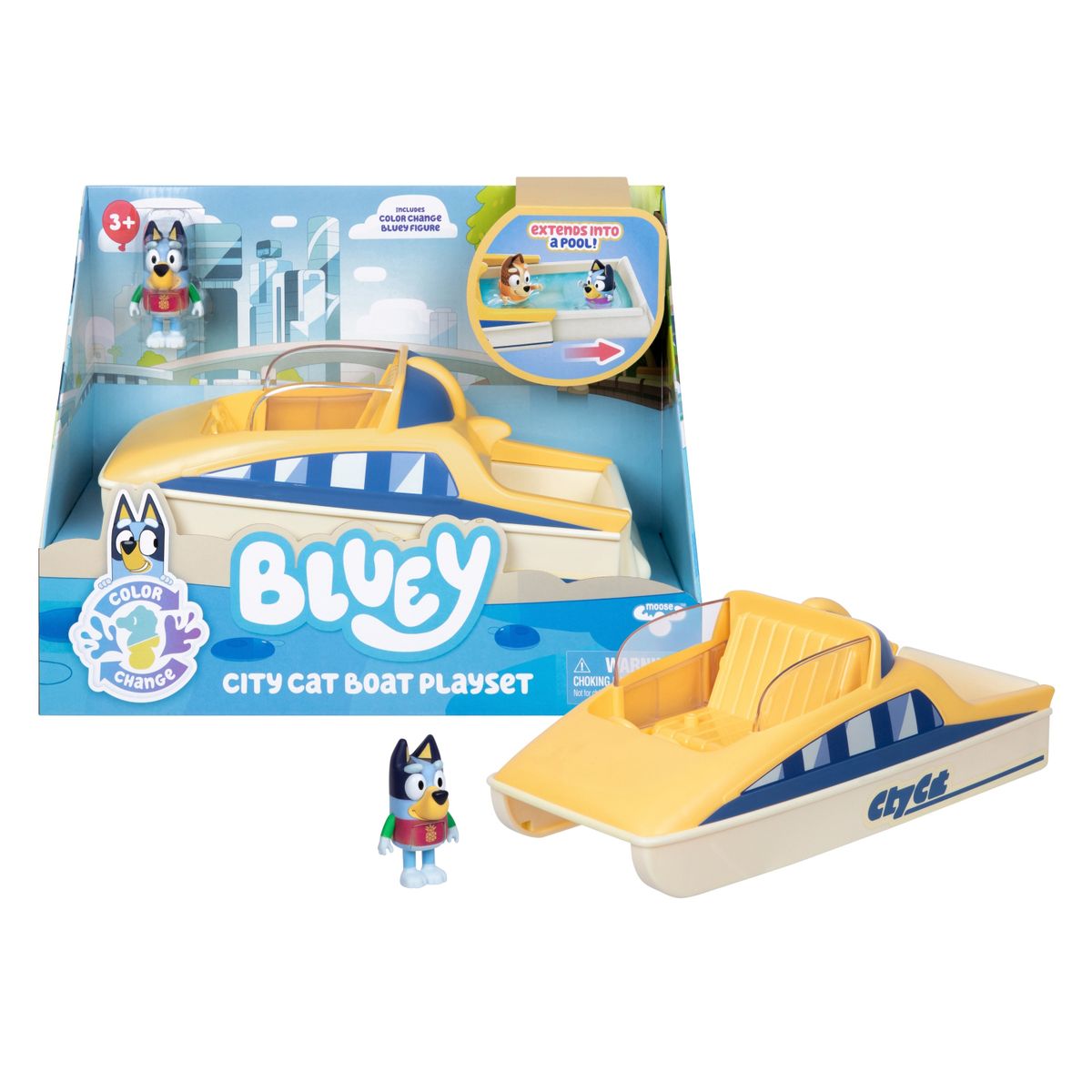 BLUEY - Set de Juego Yate y Figura Con Cambio de Color Bluey