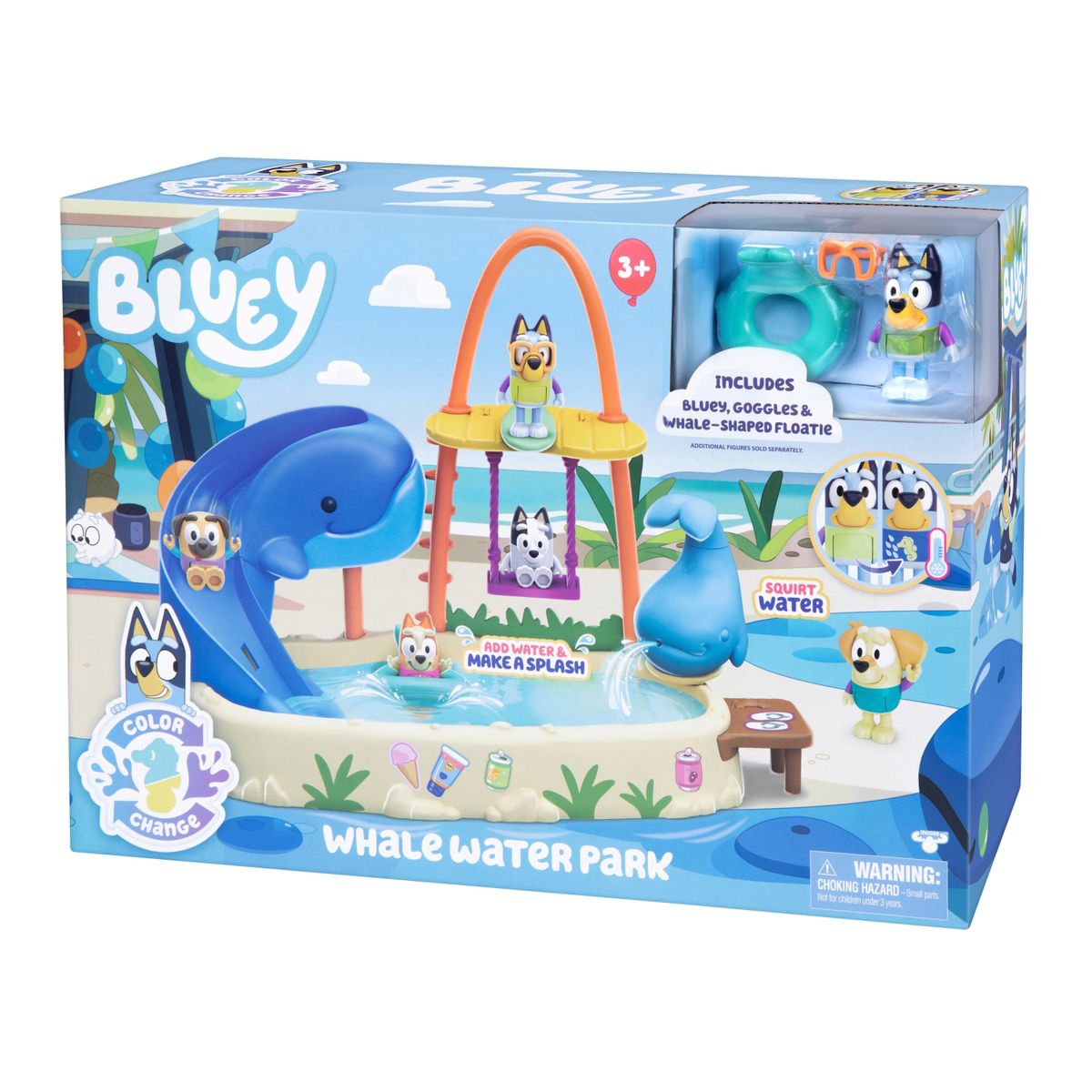 BLUEY - Set Parque Acuatico Ballenas Y Figura Con Cambio De Color Bluey