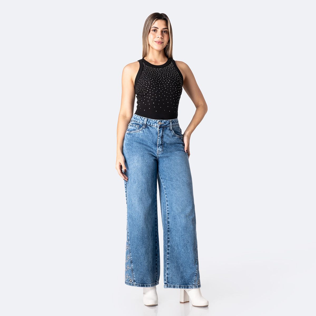 PIONIER - Jean Wide Leg Tiro Alto Mujer Pionier