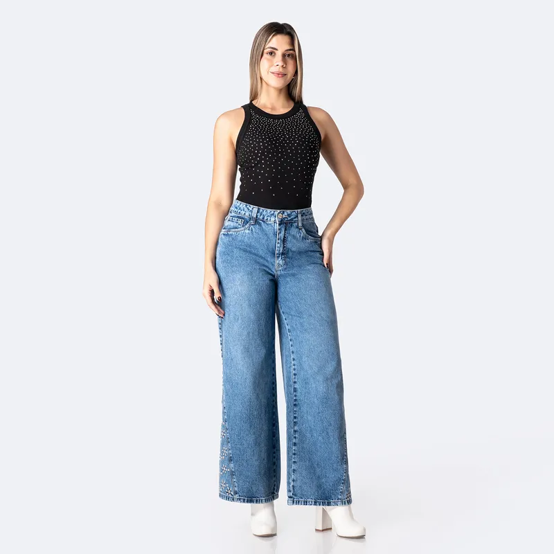 PIONIER - Jean Wide Leg Tiro Alto Mujer Pionier