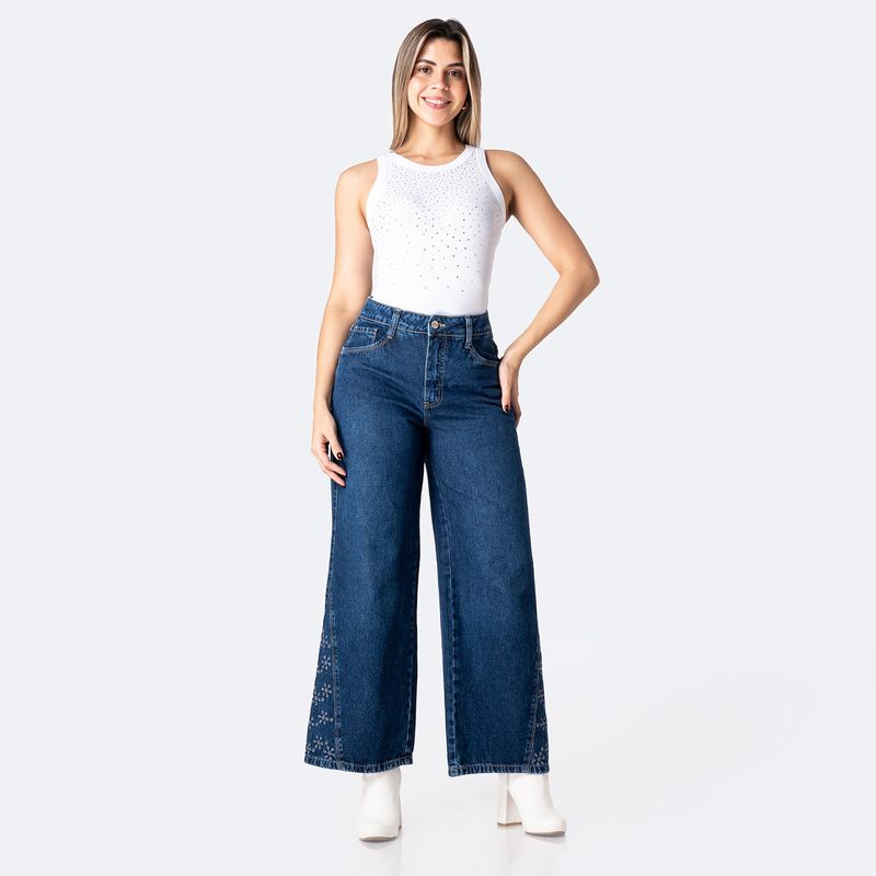 PIONIER - Jean Wide Leg Tiro Alto Mujer Pionier