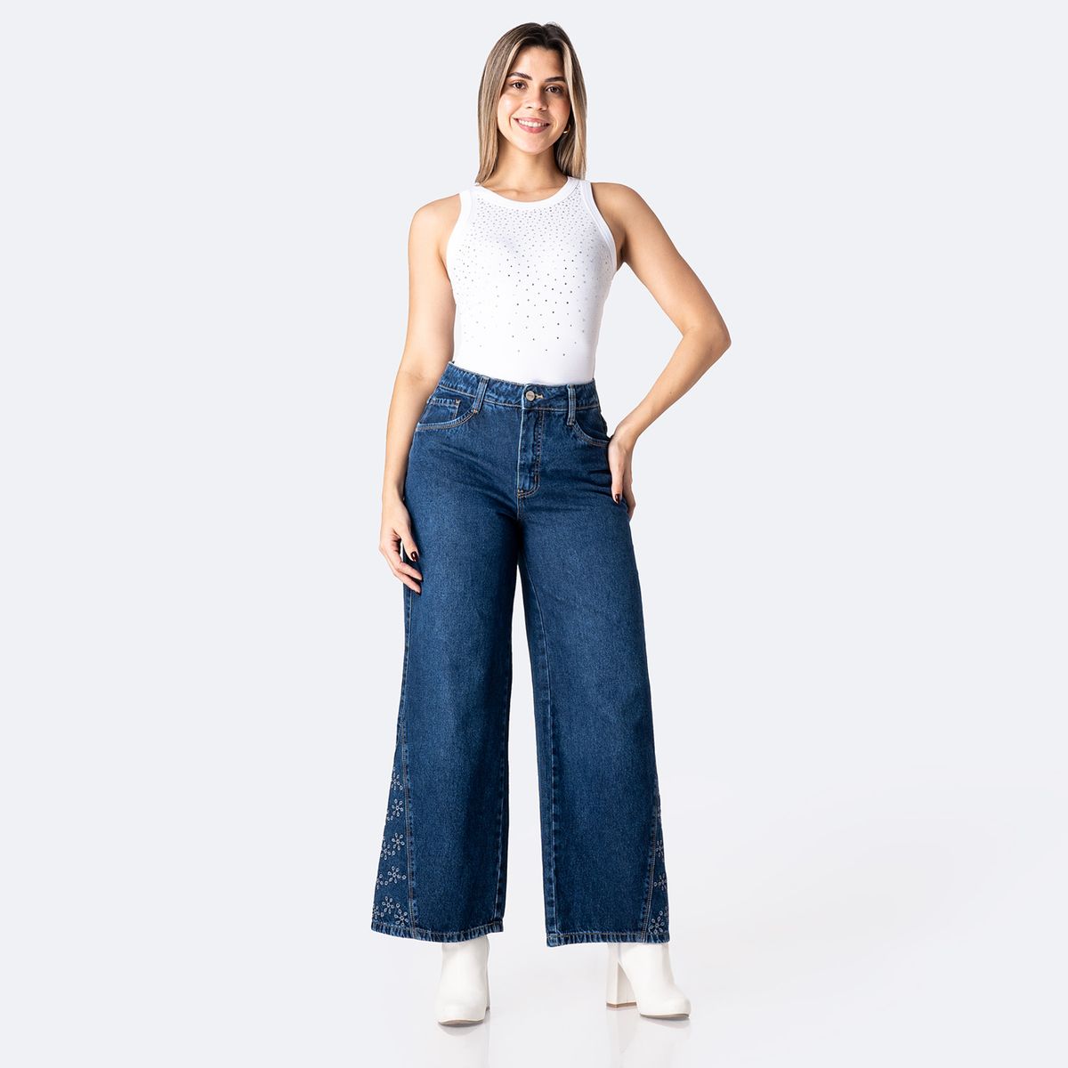 PIONIER - Jean Wide Leg Tiro Alto Mujer Pionier