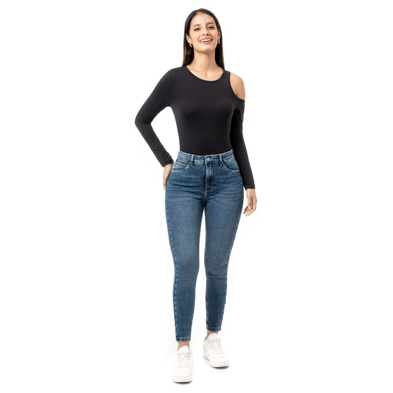 PIONIER - Jean Skinny Tiro Alto Mujer Pionier