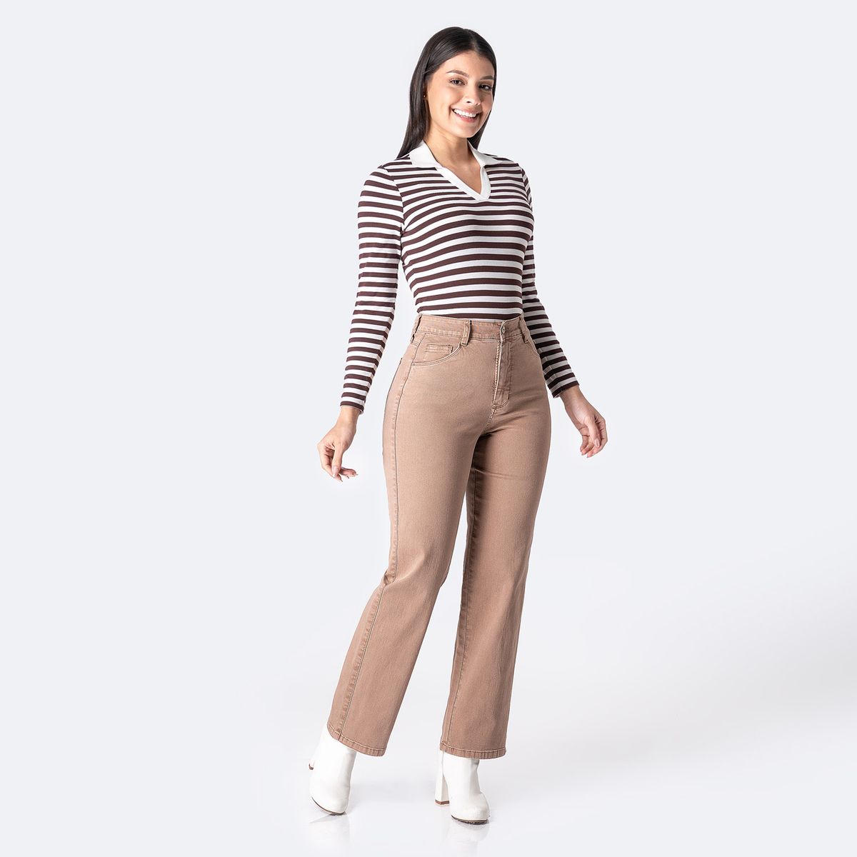 PIONIER - Pantalón Straight Tiro Alto Mujer Pionier