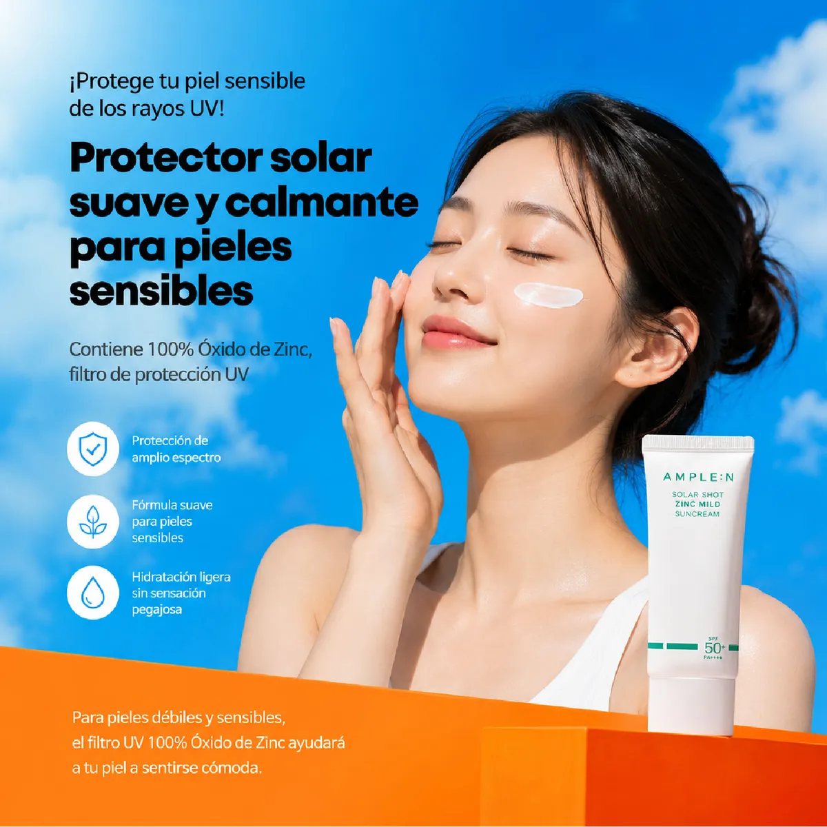 AMPLEN - Protector Solar Mineral con Zinc SPF 50+ PA++++