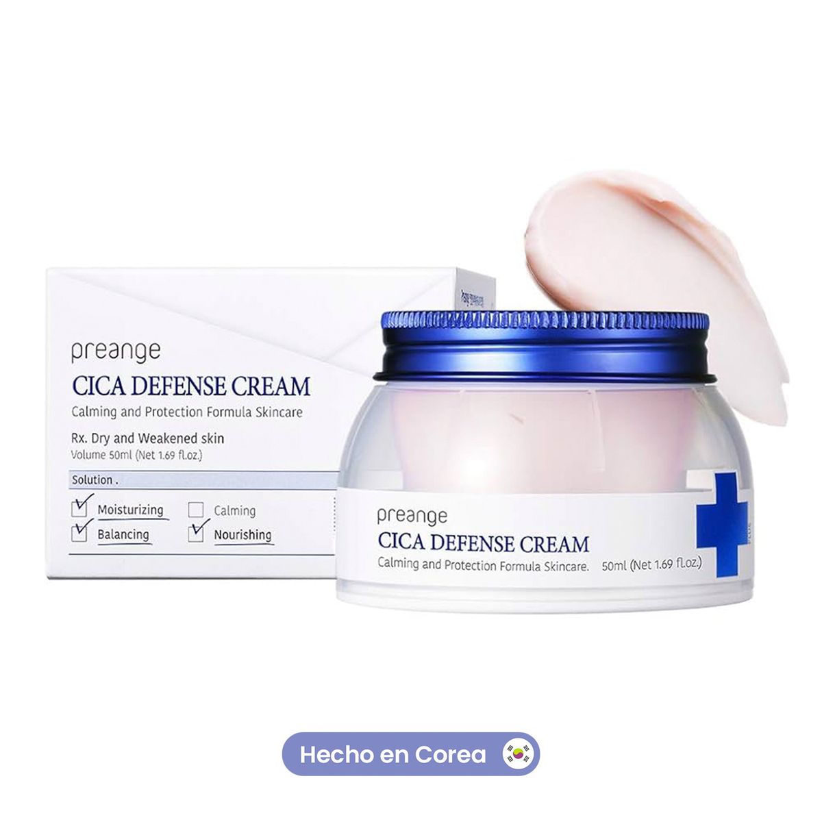 PREANGE - Crema Reparadora Calmante con Cica & Ácido Hialurónico 