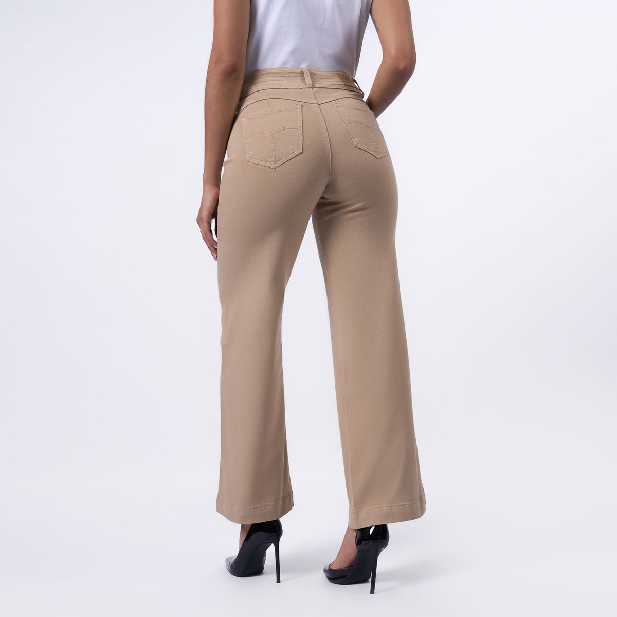 TAYSSIR - Pantalón Wide Leg Tiro Alto Mujer Tayssir