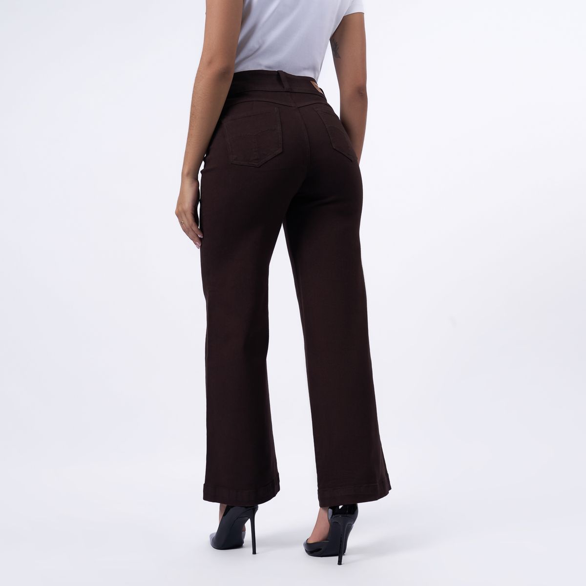 TAYSSIR - Pantalón Wide Leg Tiro Alto Mujer Tayssir