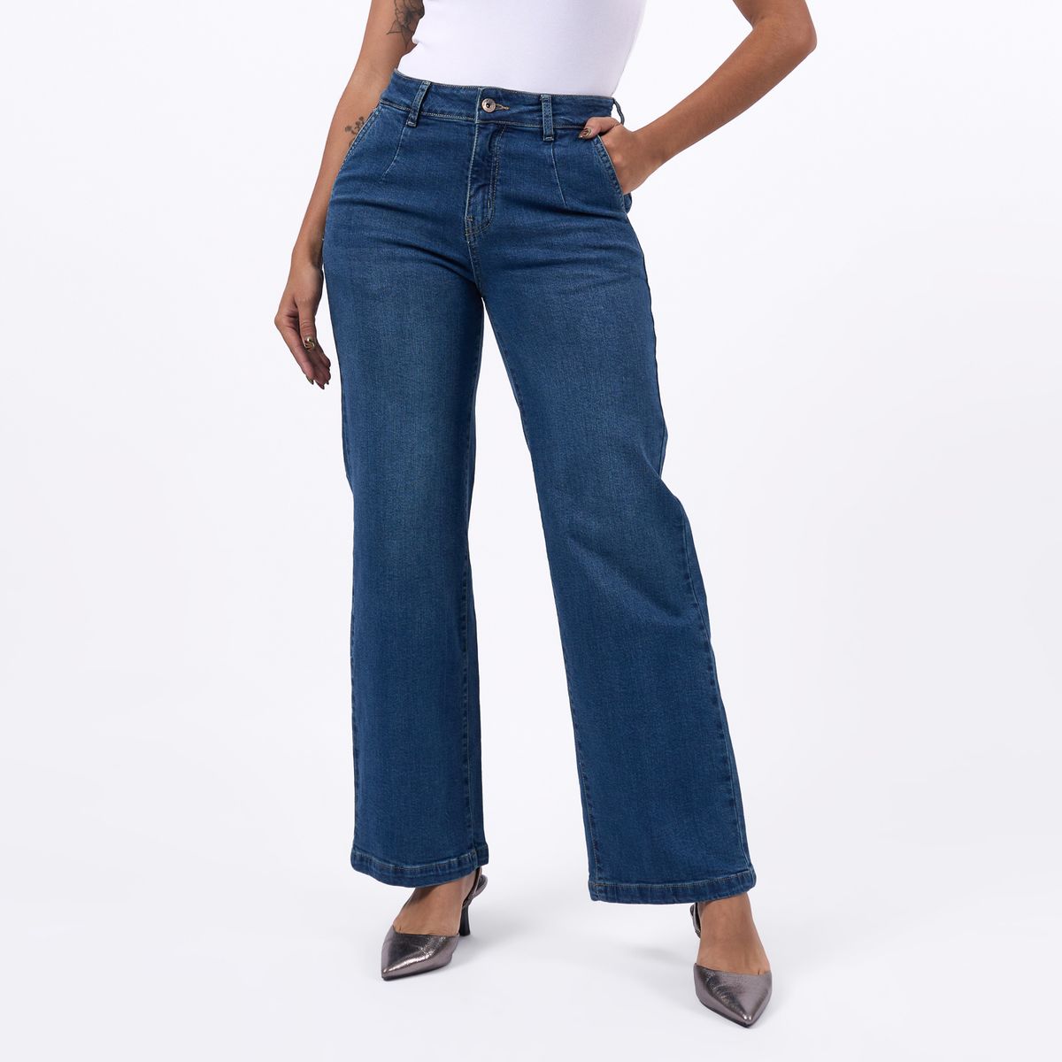TAYSSIR - Jean Wide Leg Tiro Alto Mujer Tayssir