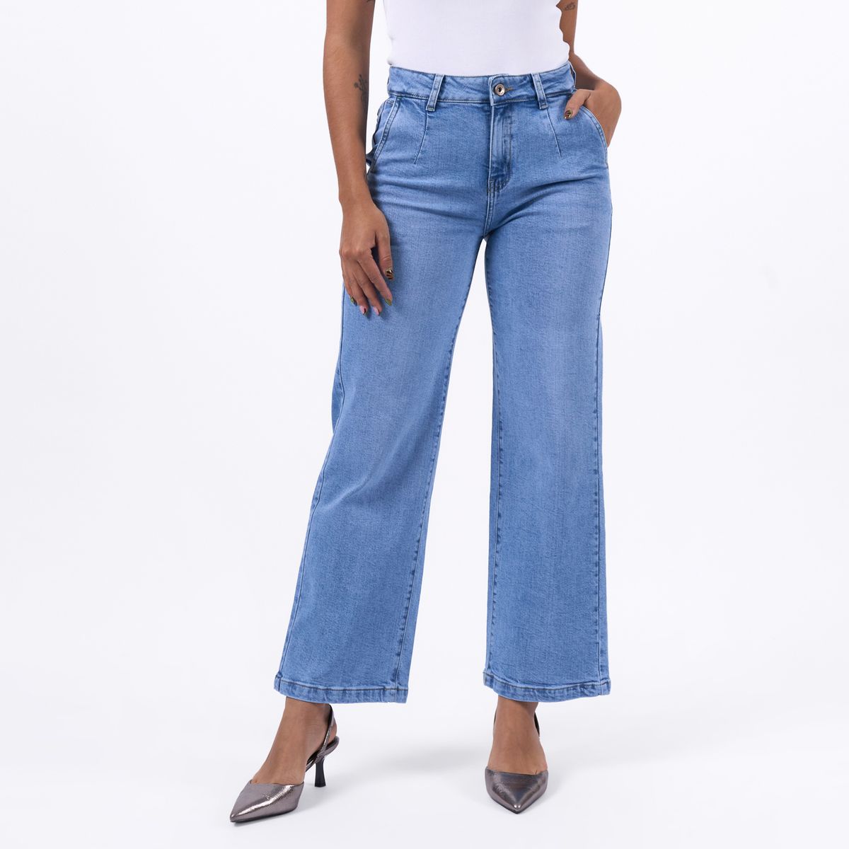 TAYSSIR - Jean Wide Leg Tiro Alto Mujer Tayssir