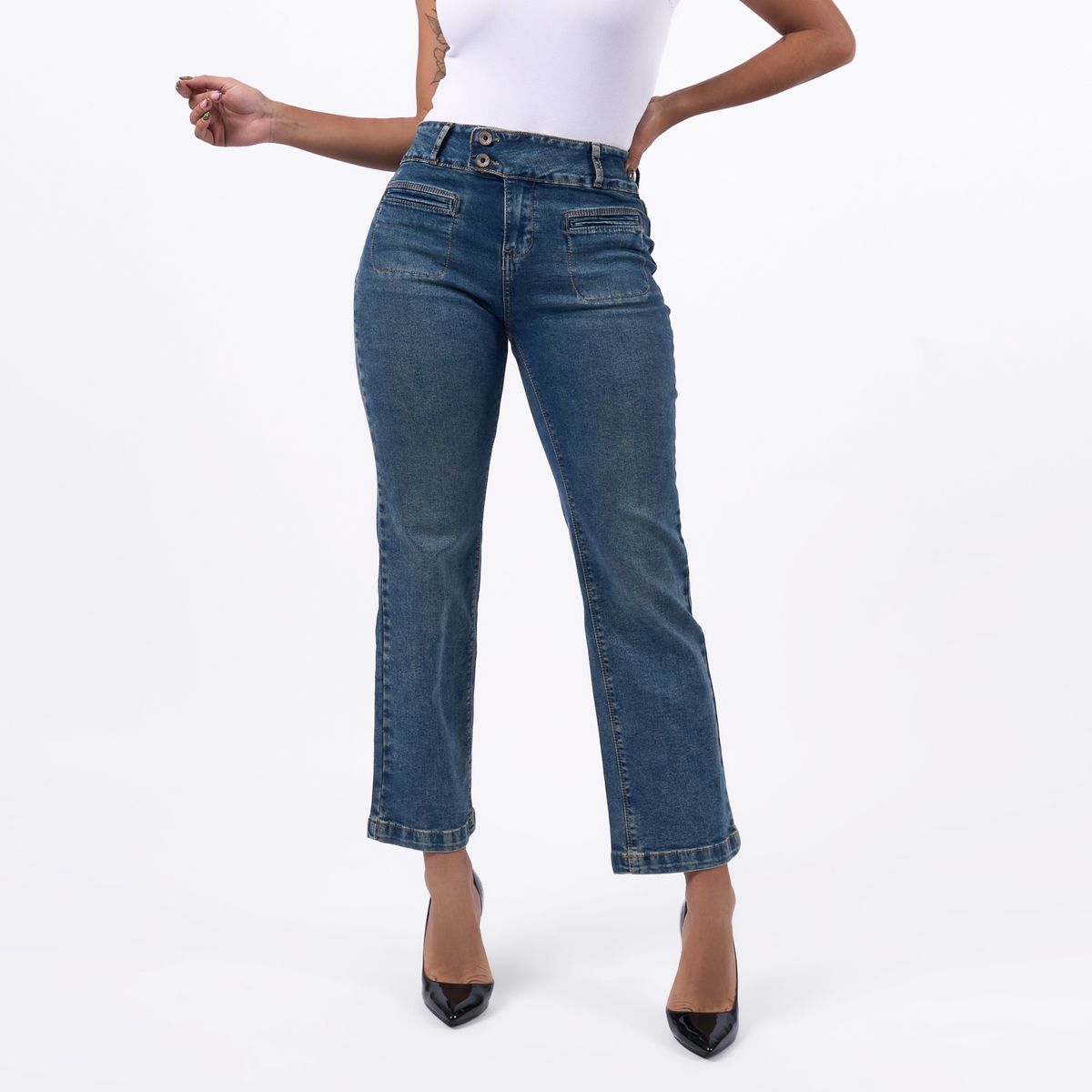 TAYSSIR - Jean Straight Tiro Alto Mujer Tayssir