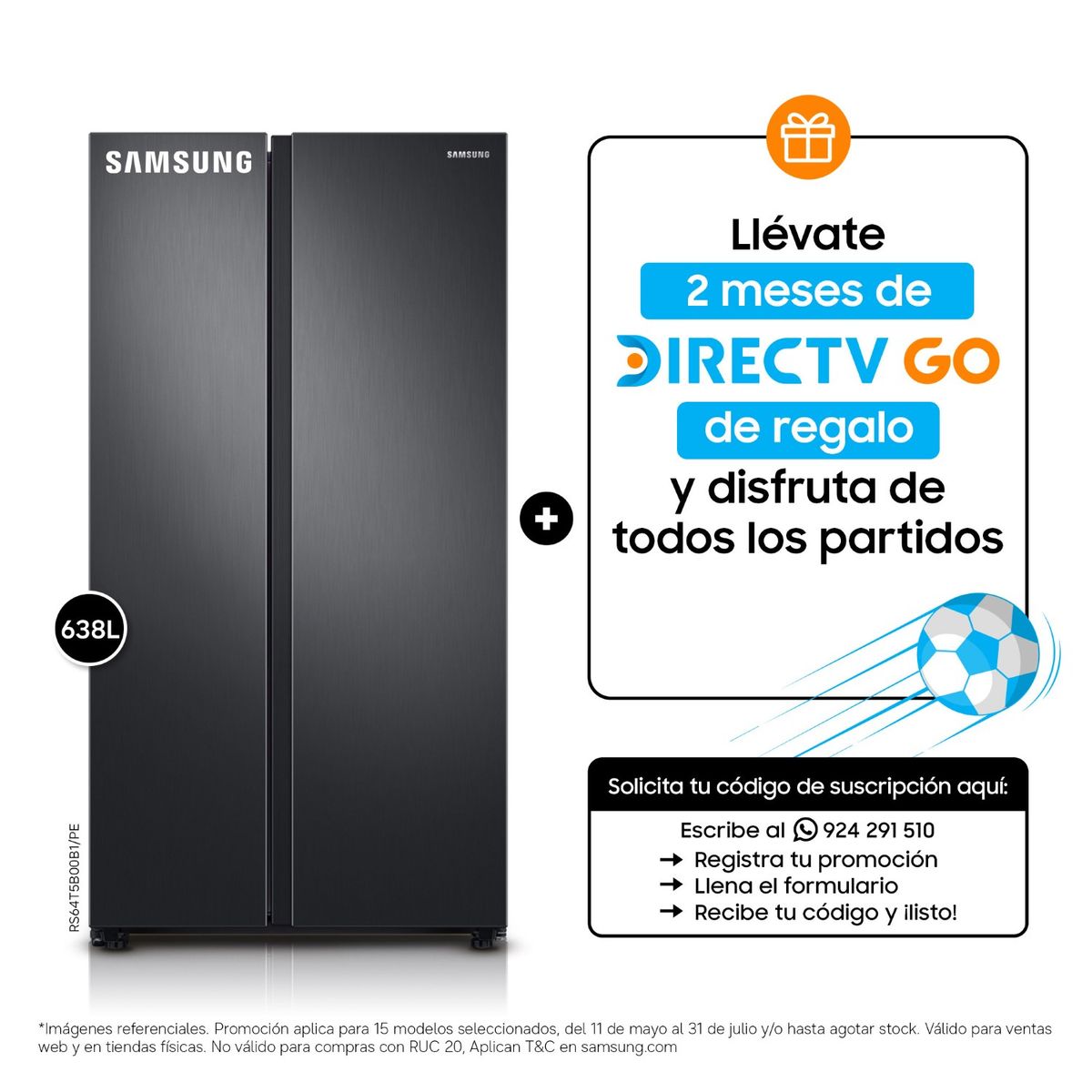 SAMSUNG - Refrigeradora Samsung Side by Side 638Lt RS64T5B00B1