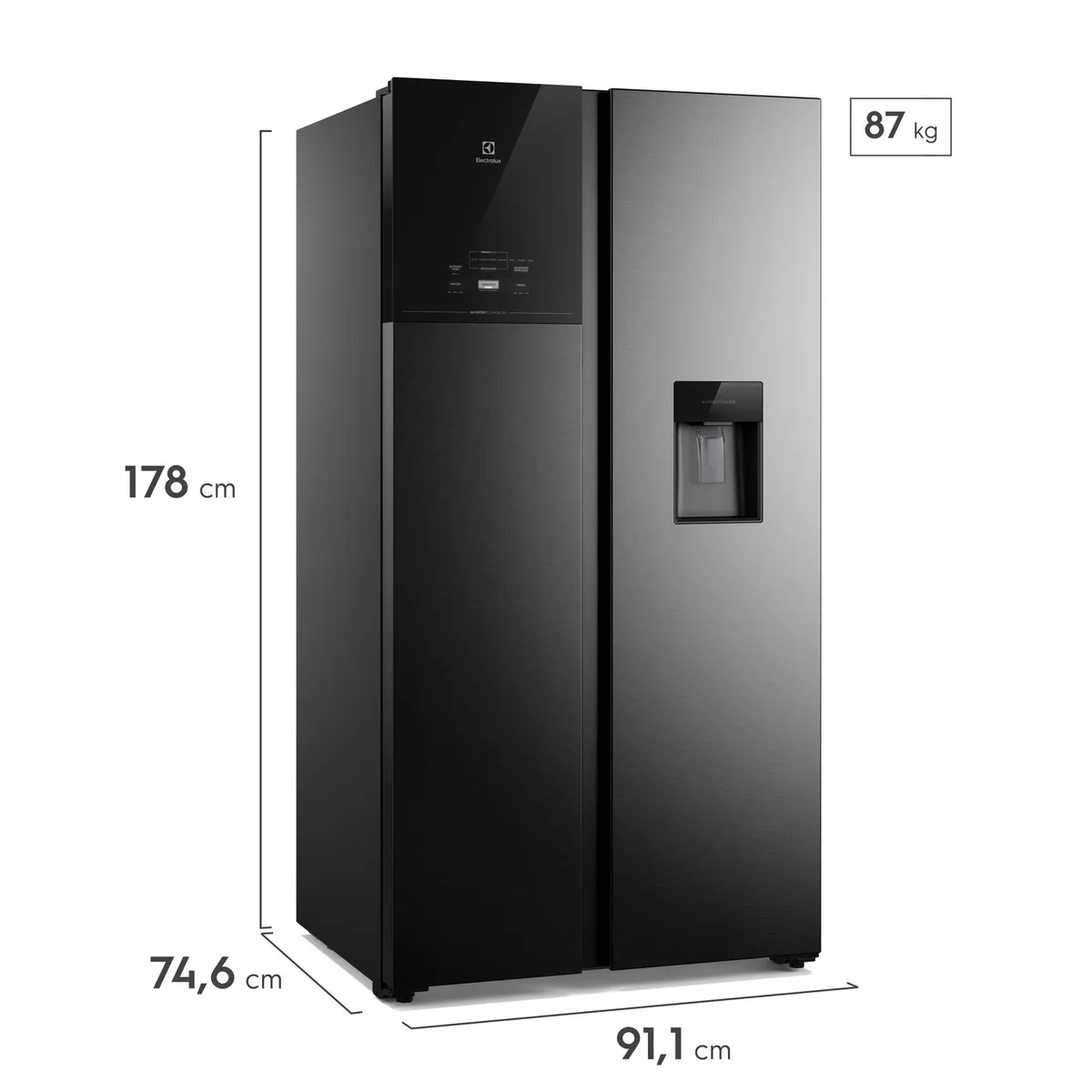 ELECTROLUX - Refrigeradora Side By Side 611l Negro Ers65f2p5bb.