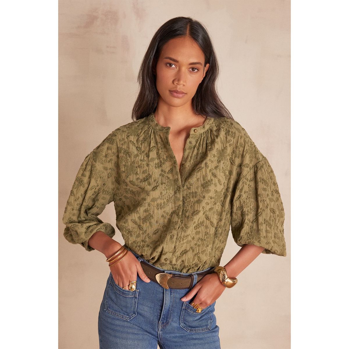 MAISON 123 - Blusa Manga Globo Mujer Maison 123