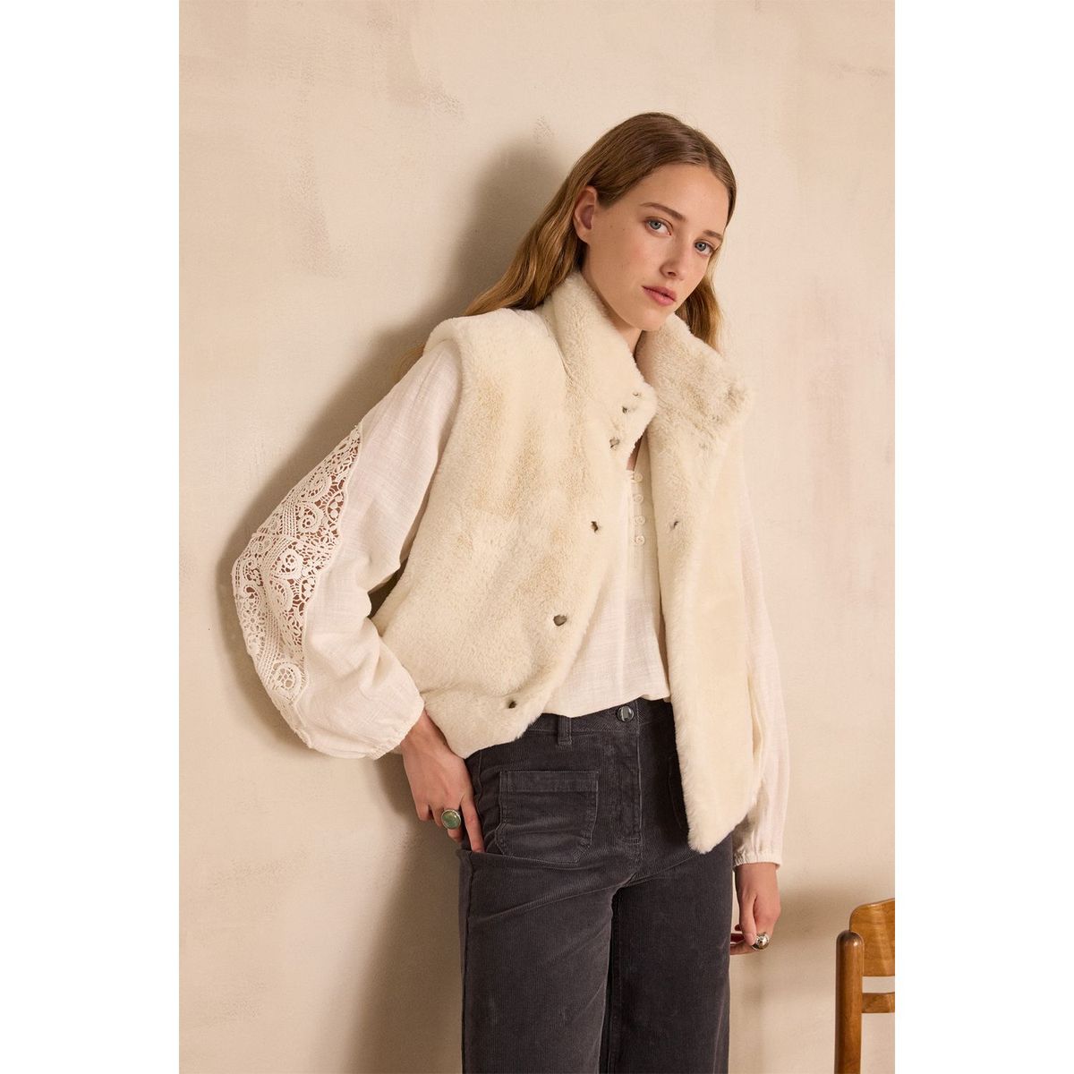 MAISON 123 - Chaleco Peludo Mujer Maison 123