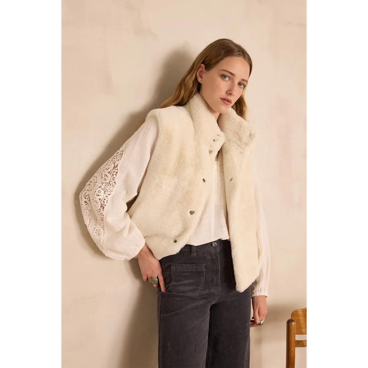 MAISON 123 - Chaleco Peludo Mujer Maison 123