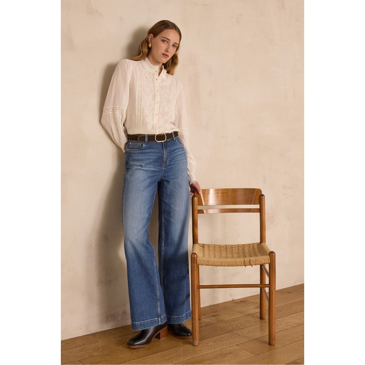 MAISON 123 - Jean Wide Leg Tiro Alto Mujer Maison 123