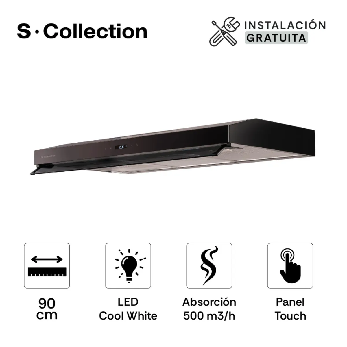 SCOLLECTION - Slim Black Touch Free 90 Cm