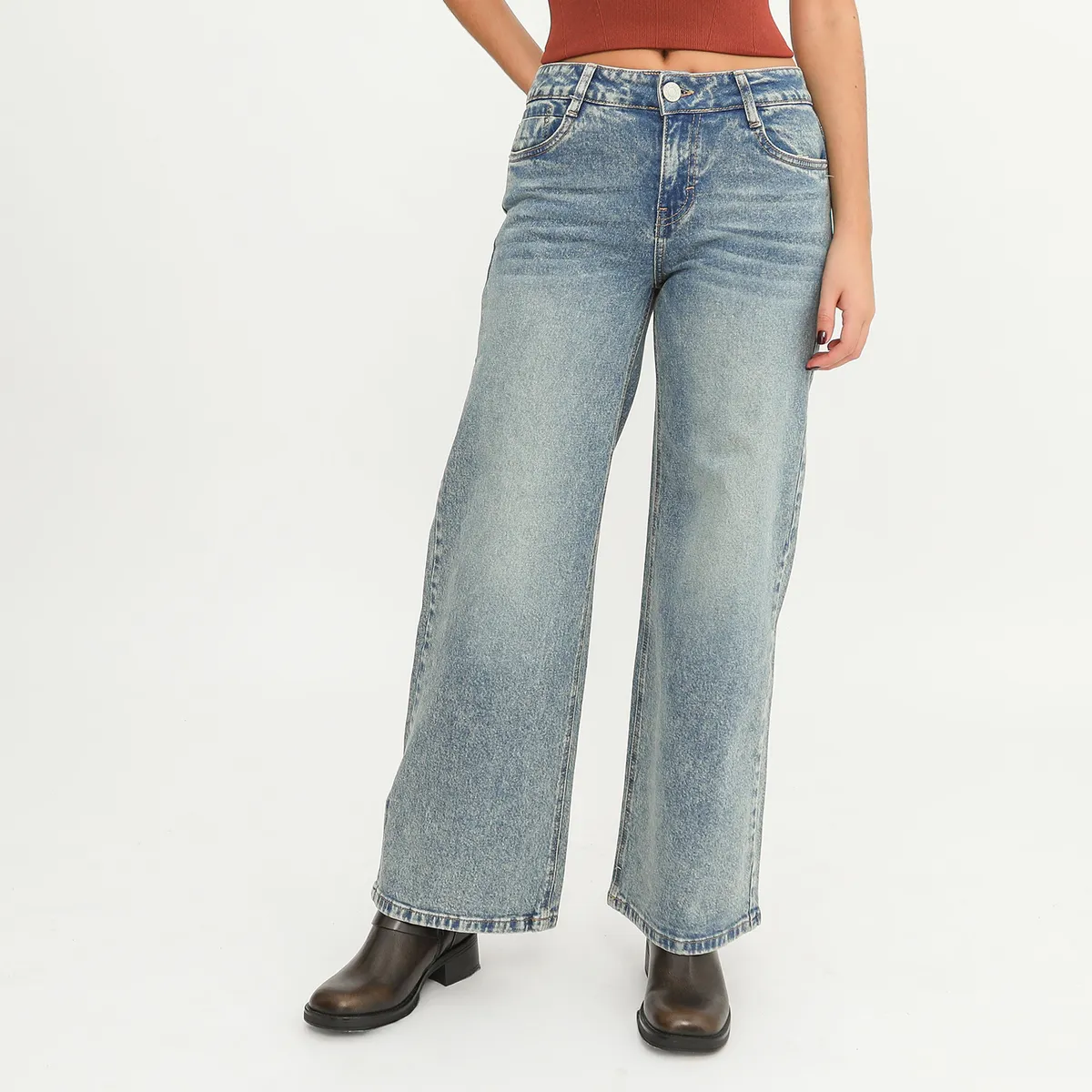 DENIMLAB - Jean Wide Leg Tiro Bajo Mujer Denimlab