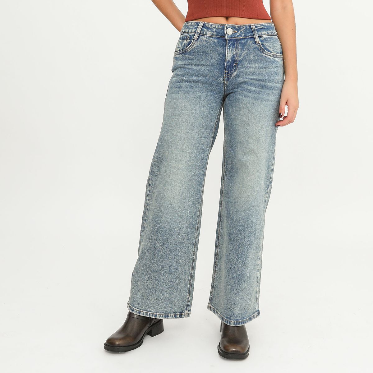 DENIMLAB - Jean Wide Leg Tiro Bajo Mujer Denimlab