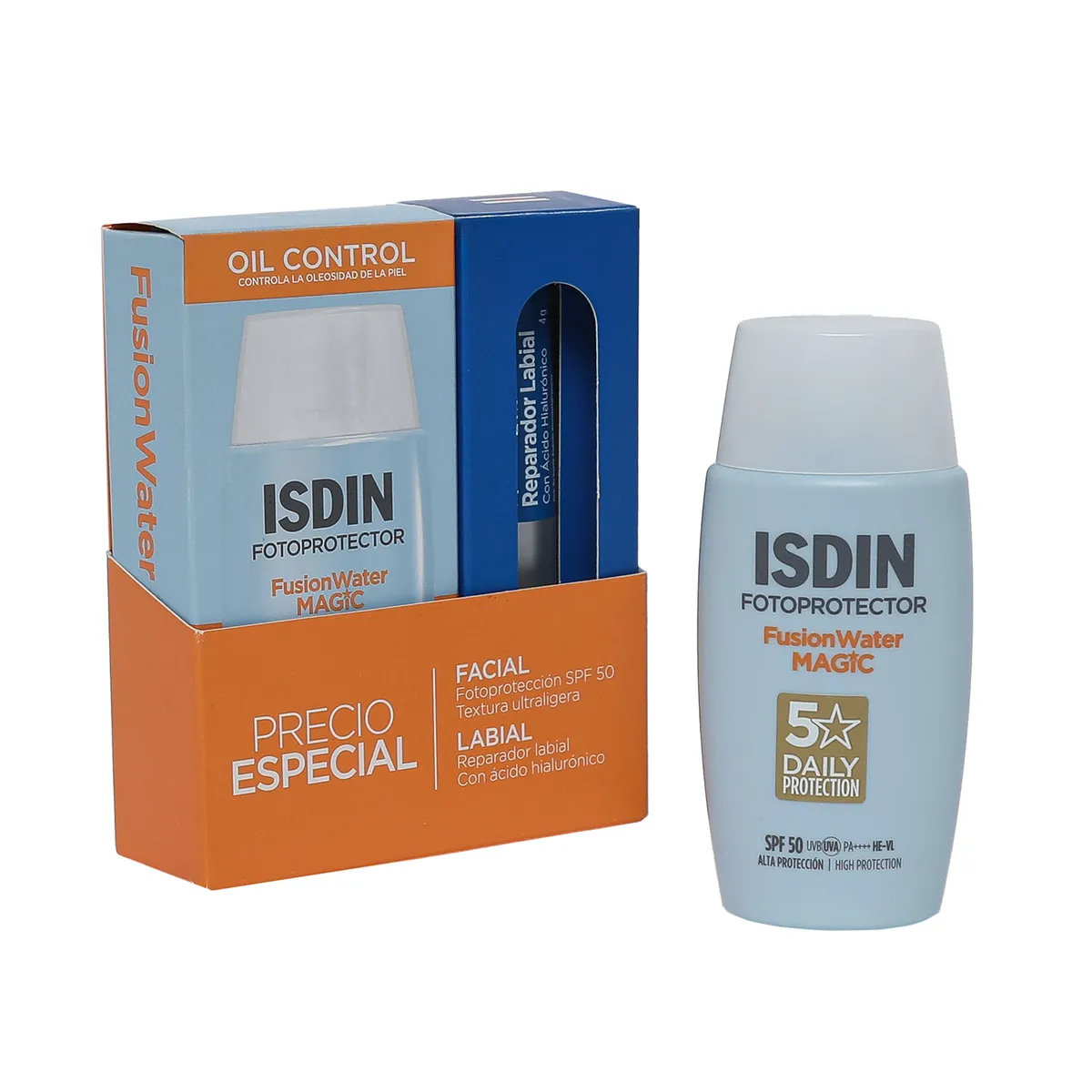 ISDIN - Pack Isdin: Fusion Water Magic + Reparador Labial Stick