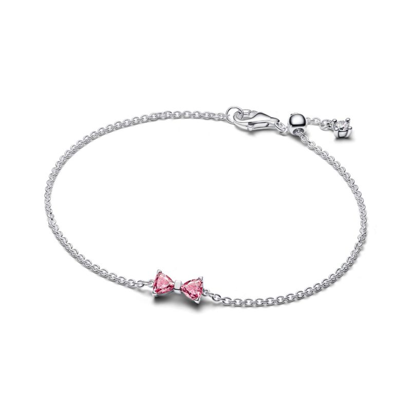 PANDORA - Brazalete De Cadena Con Moño Rosa