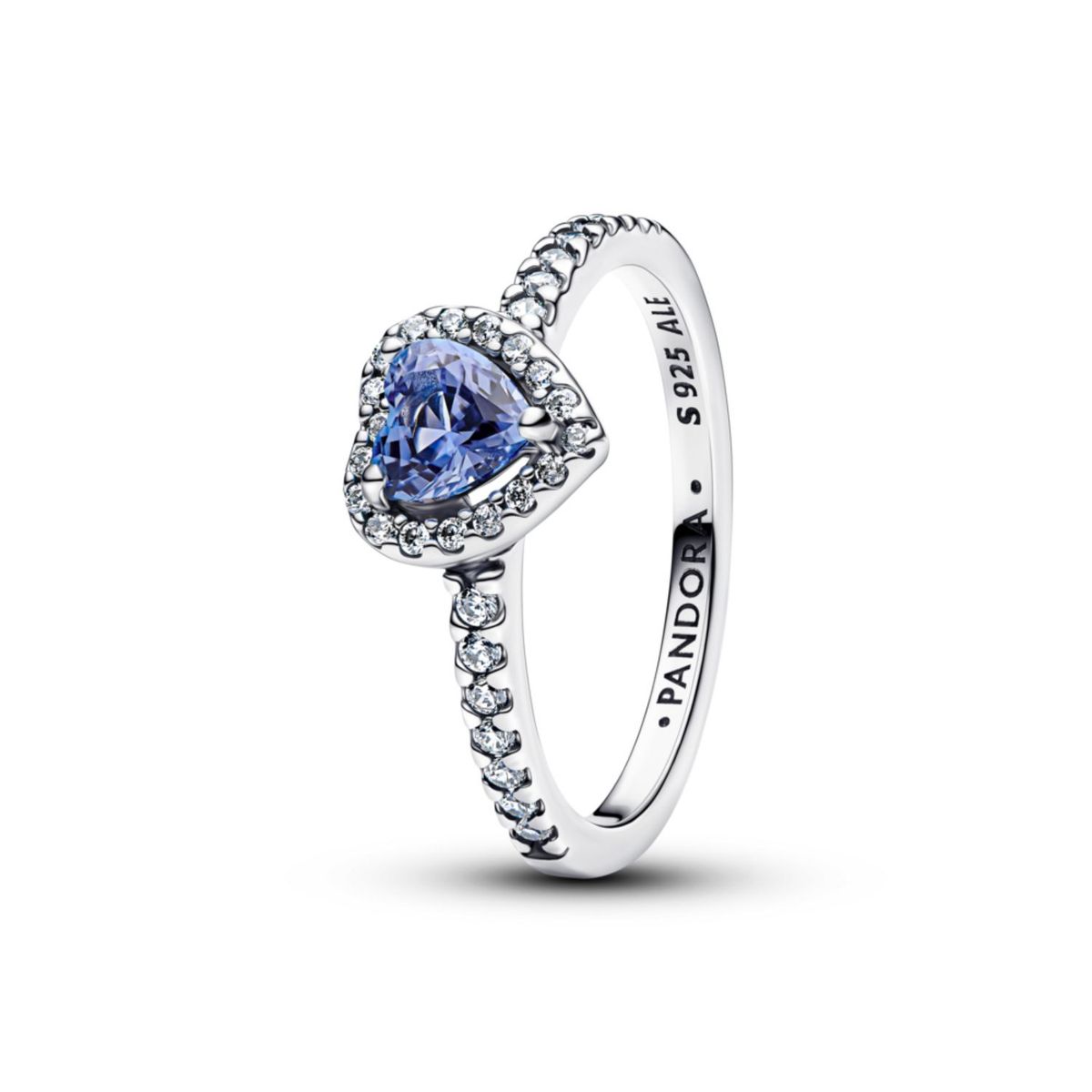 PANDORA - Anillo Corazón Elevado Reluciente Azul
