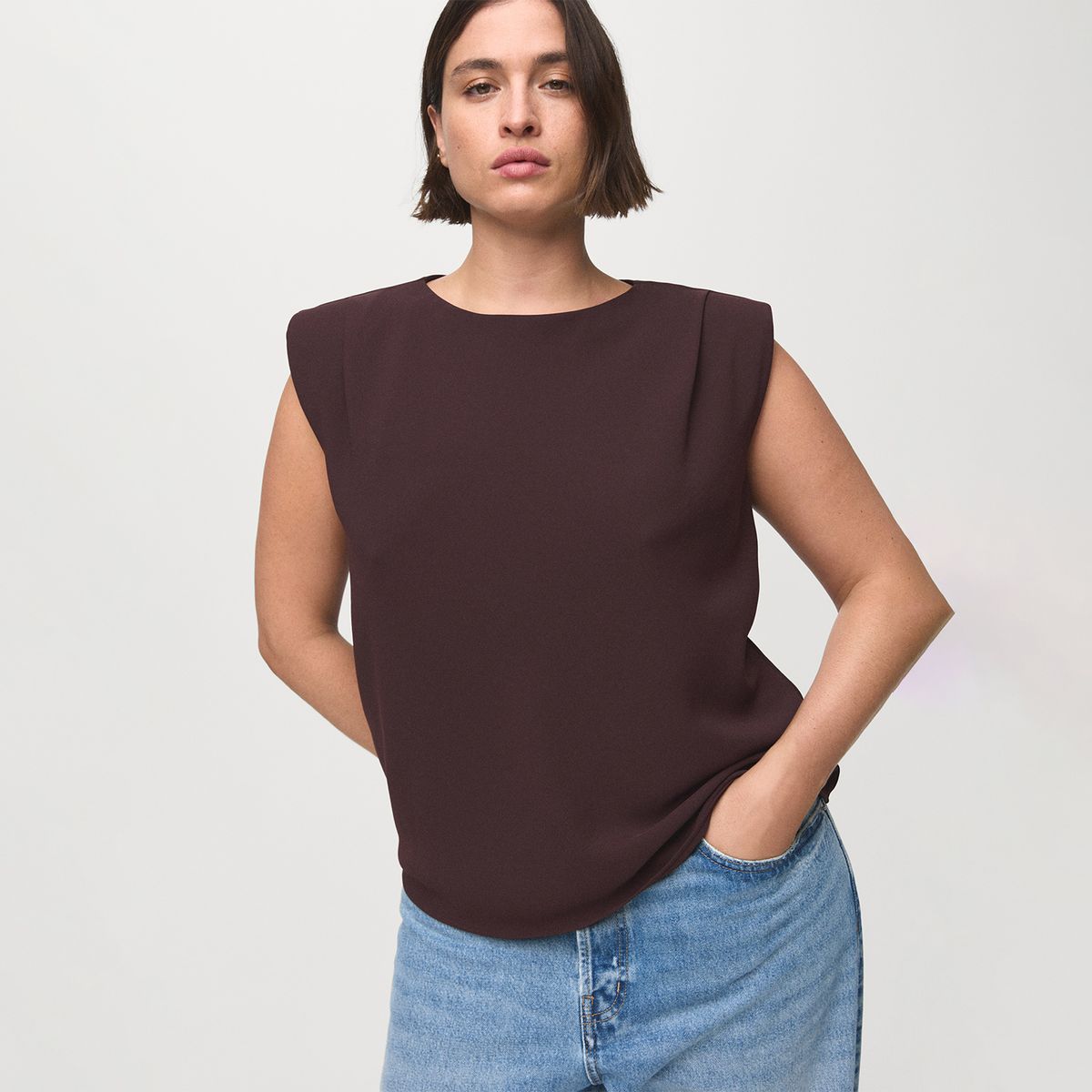 MANGO - Blusa Sin Mangas Mujer Mango