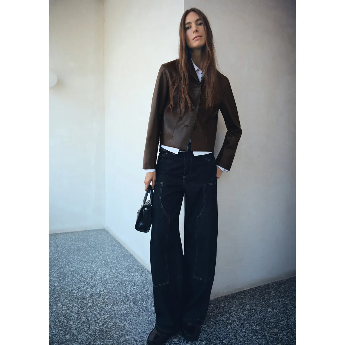 MANGO - Casaca Efecto Cuero Mujer Mango