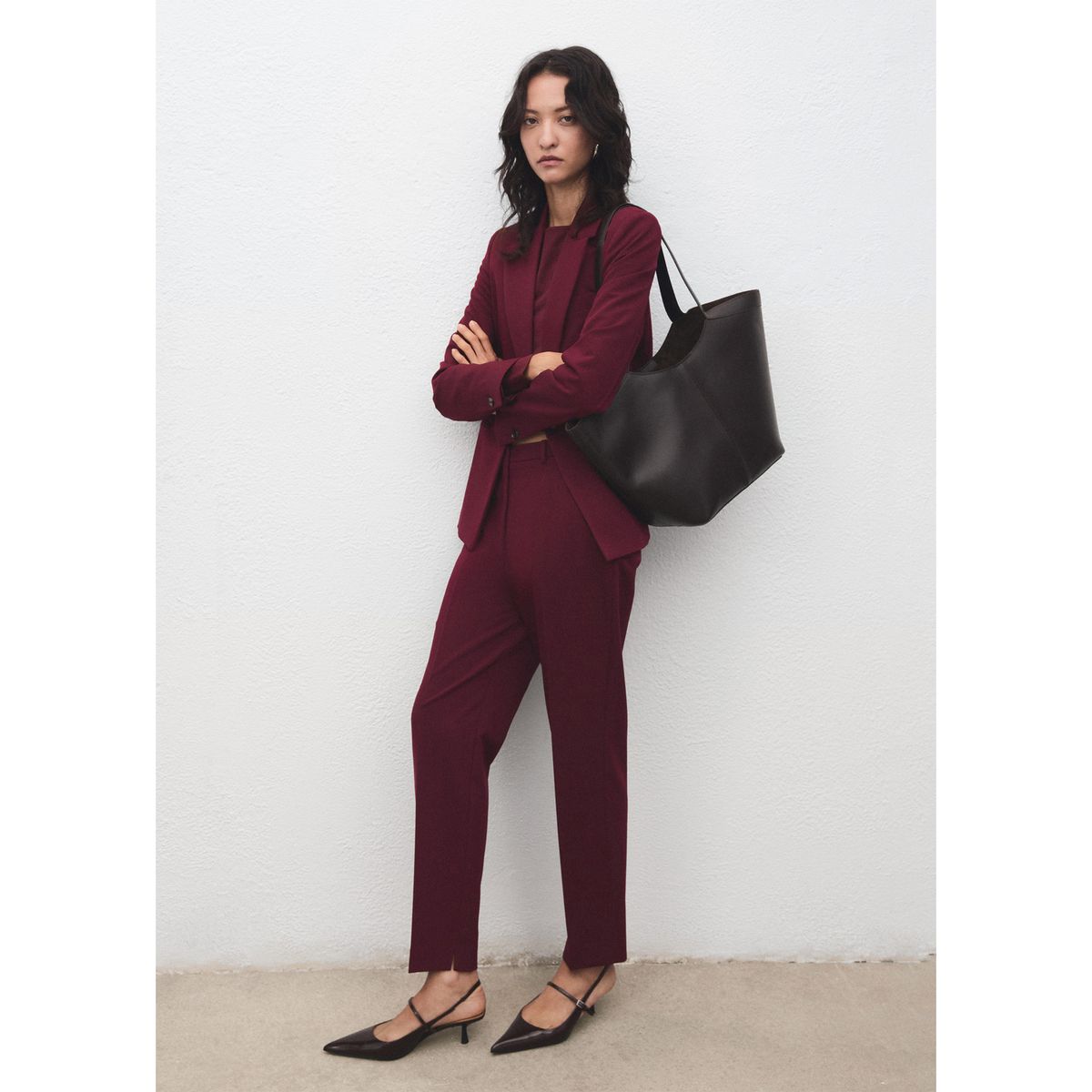 MANGO - Pantalón Straight Tiro Medio Mujer Mango