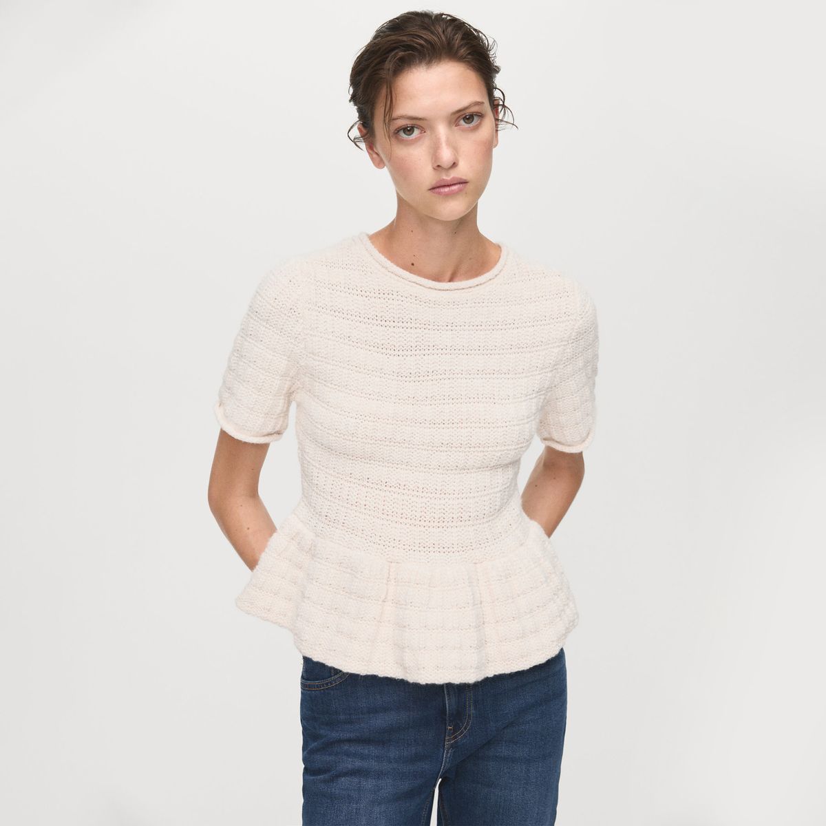 MANGO - Chompa Manga Corta Mujer Mango