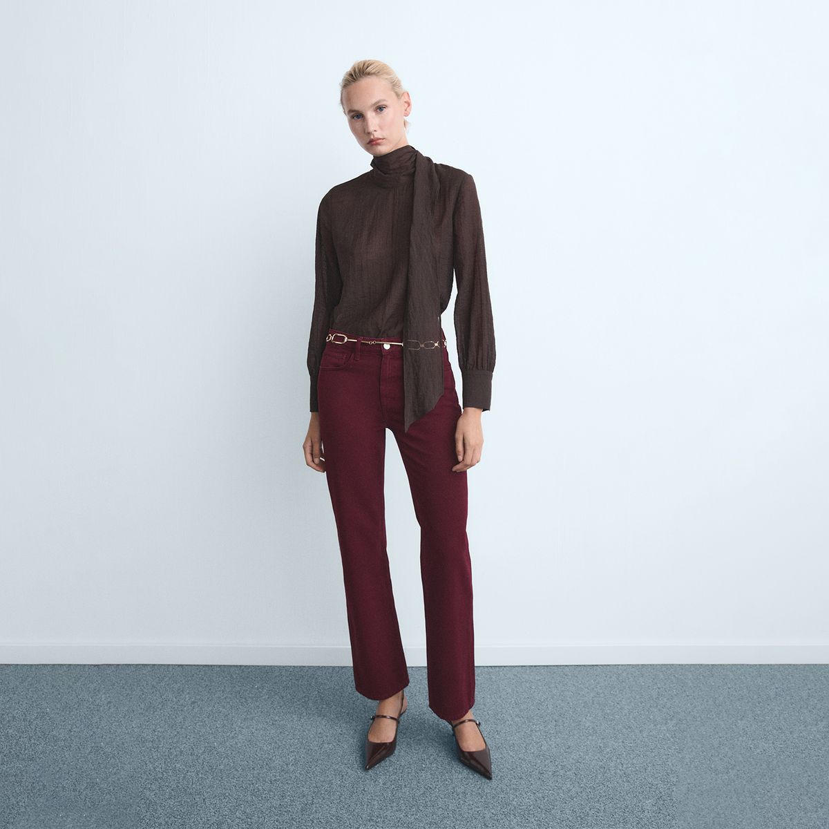 MANGO - Jean Straight Tiro Medio Mujer Mango