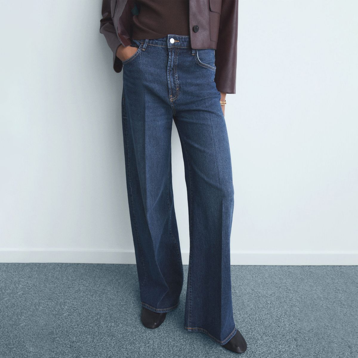 MANGO - Jean Wide Leg Tiro Alto Mujer Mango