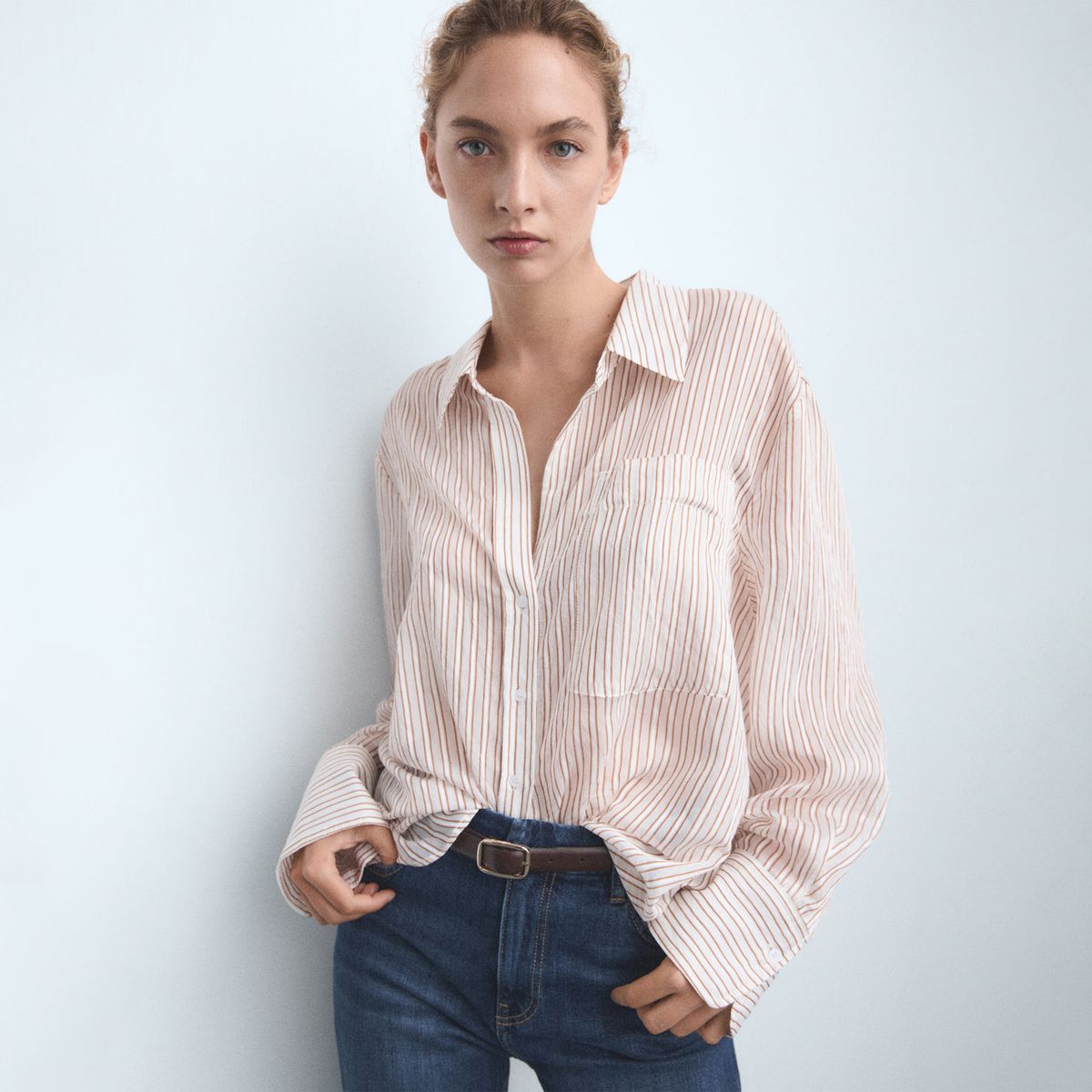 MANGO - Jean Flare Tiro Alto Mujer Mango