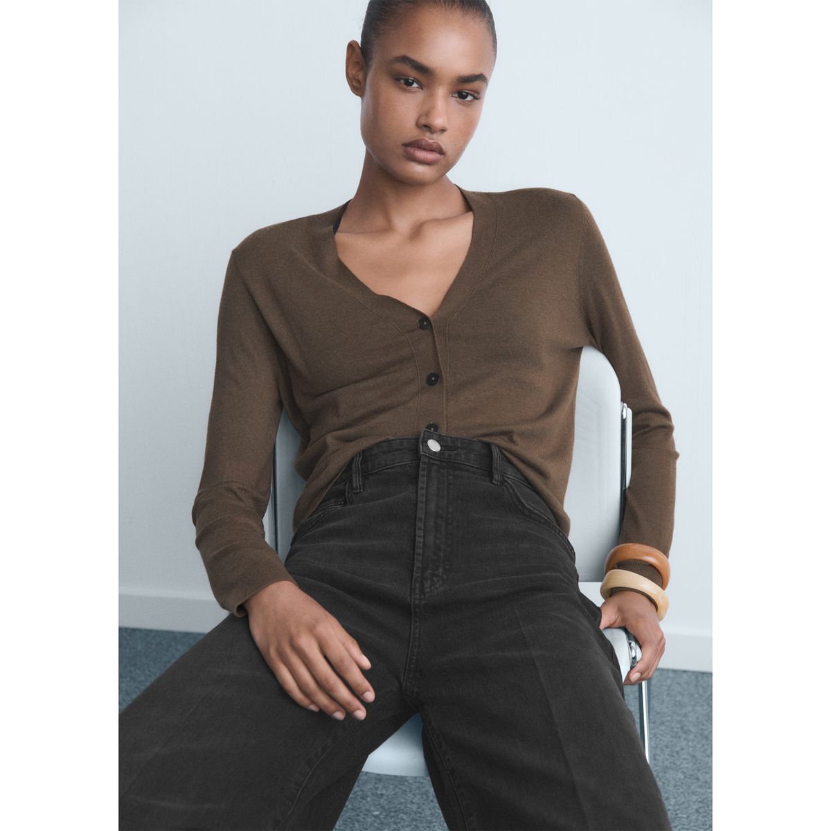 MANGO - Jean Wide Leg Tiro Alto Mujer Mango