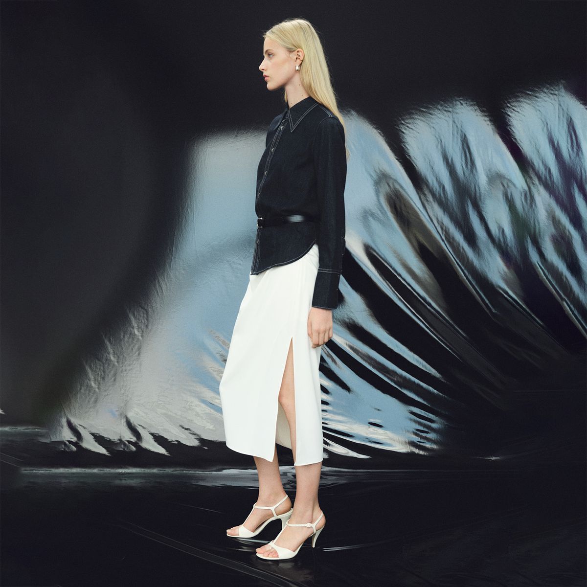 MANGO - Blusa Manga Larga Denim Mujer Mango