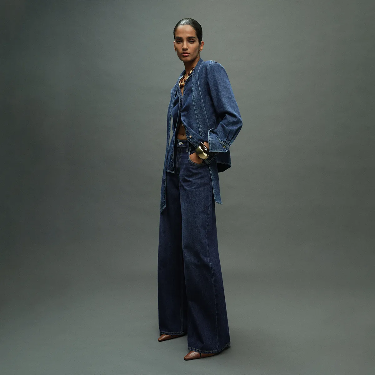 MANGO - Jean Wide Leg Tiro Bajo Mujer Mango