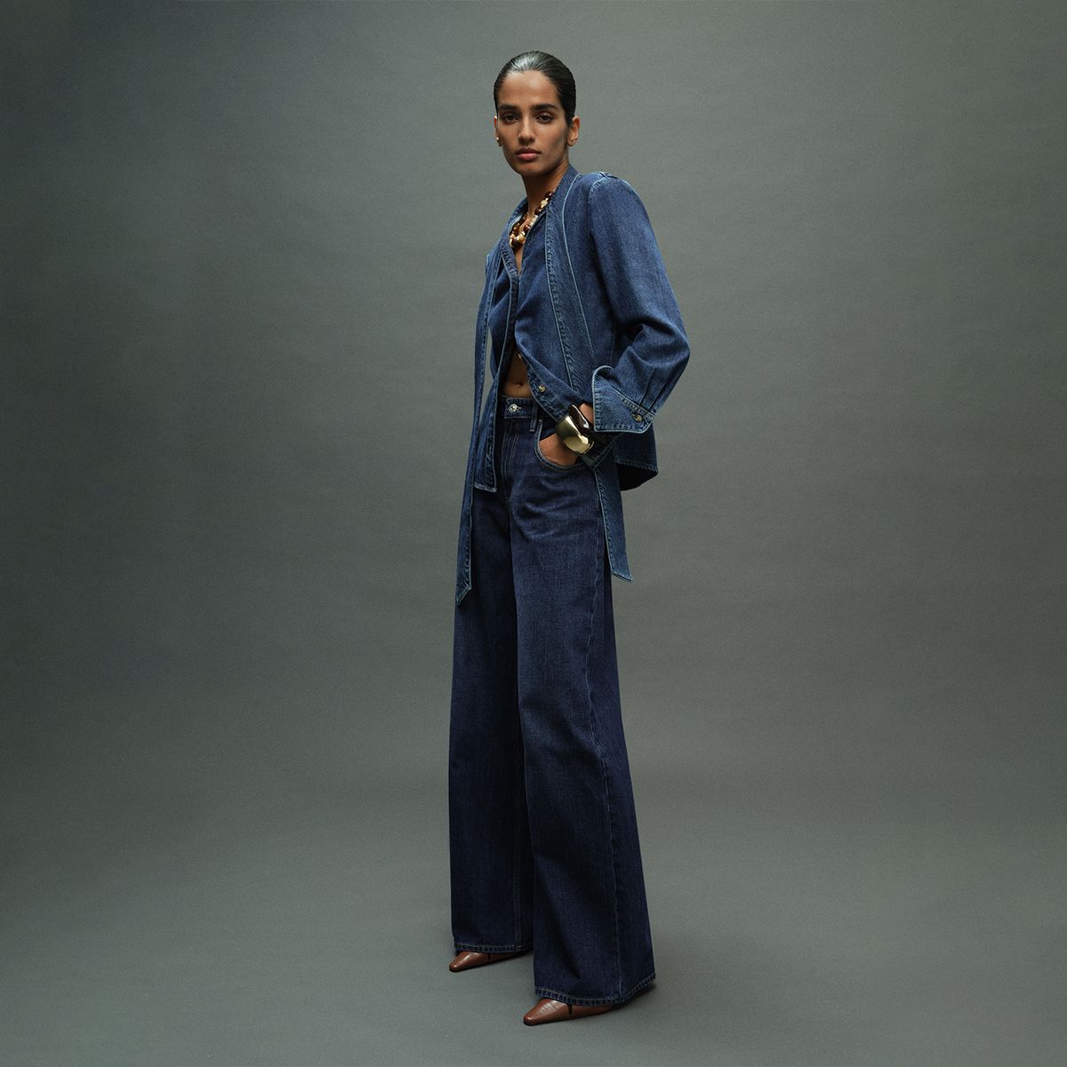 MANGO - Jean Wide Leg Tiro Bajo Mujer Mango