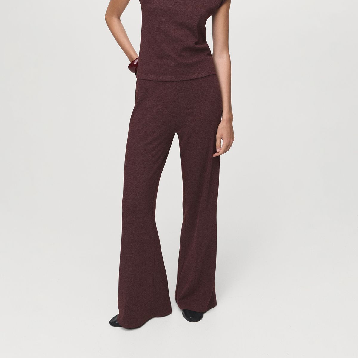 MANGO - Pantalón Flare Tiro Medio Mujer Mango