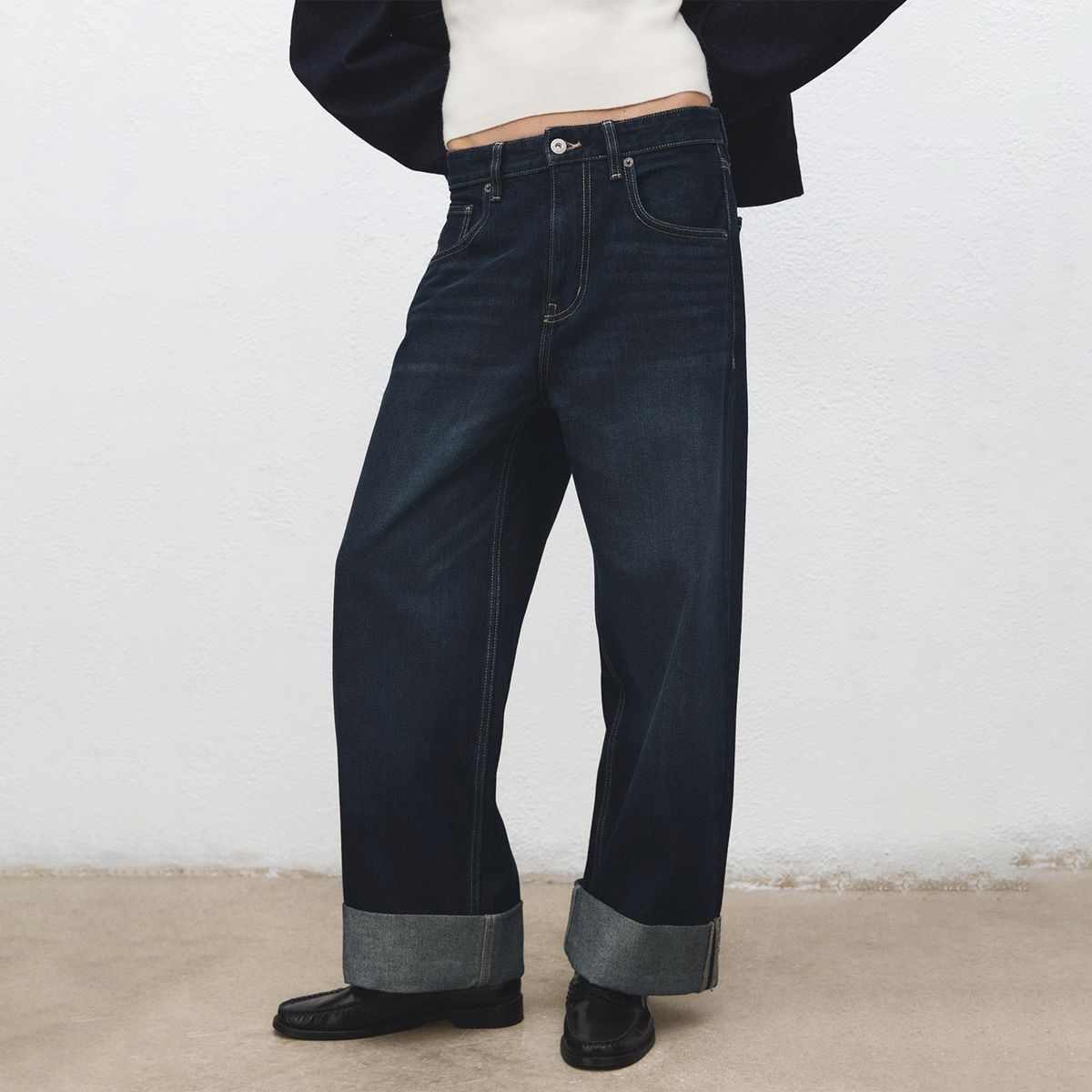 MANGO - Jean Wide Leg Tiro Medio Mujer Mango