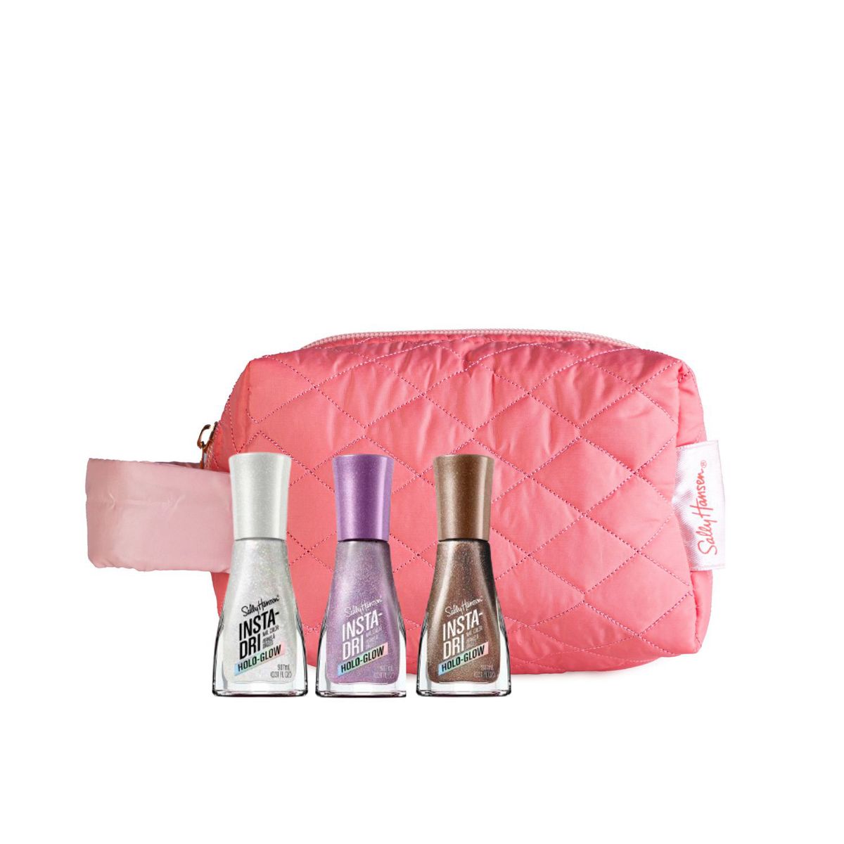 SALLY HANSEN - Pack Esmalte Insta Dri Holo Glow Shine Bright + On The Glow + Lustrous Lilac + Neceser