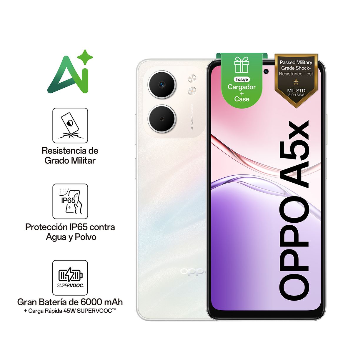OPPO - Celular Oppo A5x 4gb + 128gb Blanco