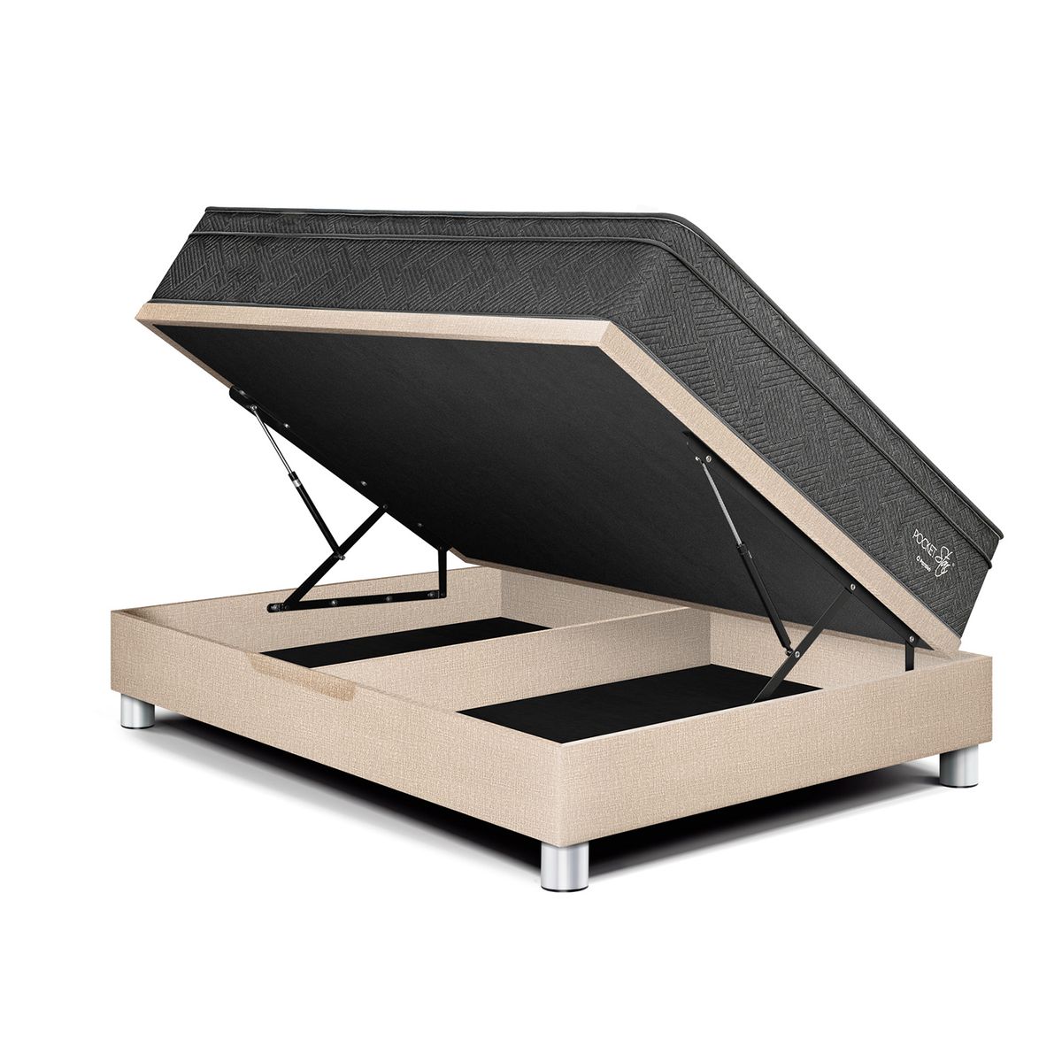 PARAISO - Dormitorio Boxet Blo Pocket Star 1.5plz Champagne + Almohada + Protector