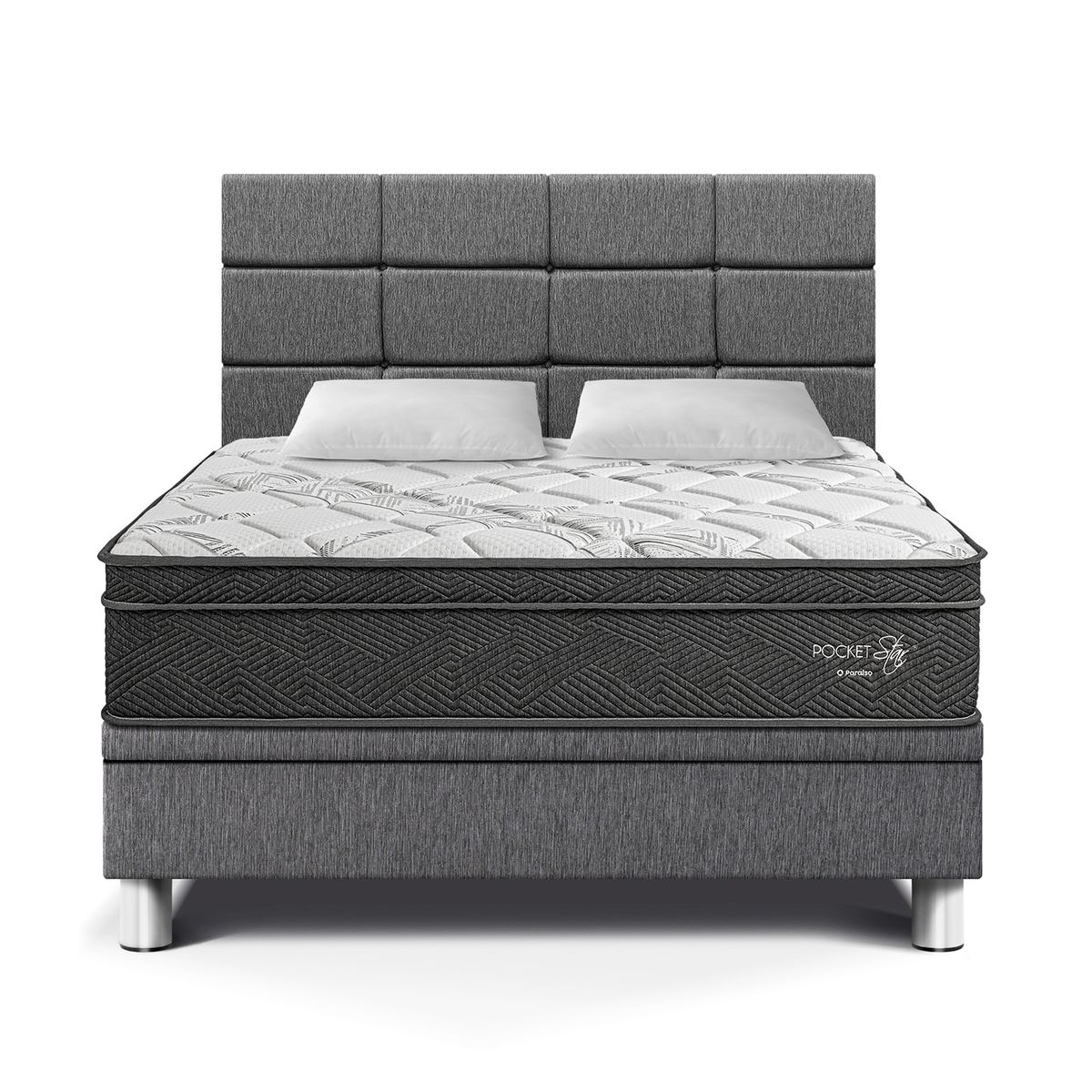 PARAISO - Dormitorio Boxet Blocks Pocket Star 2 Plz + 2 Almohadas + Protector