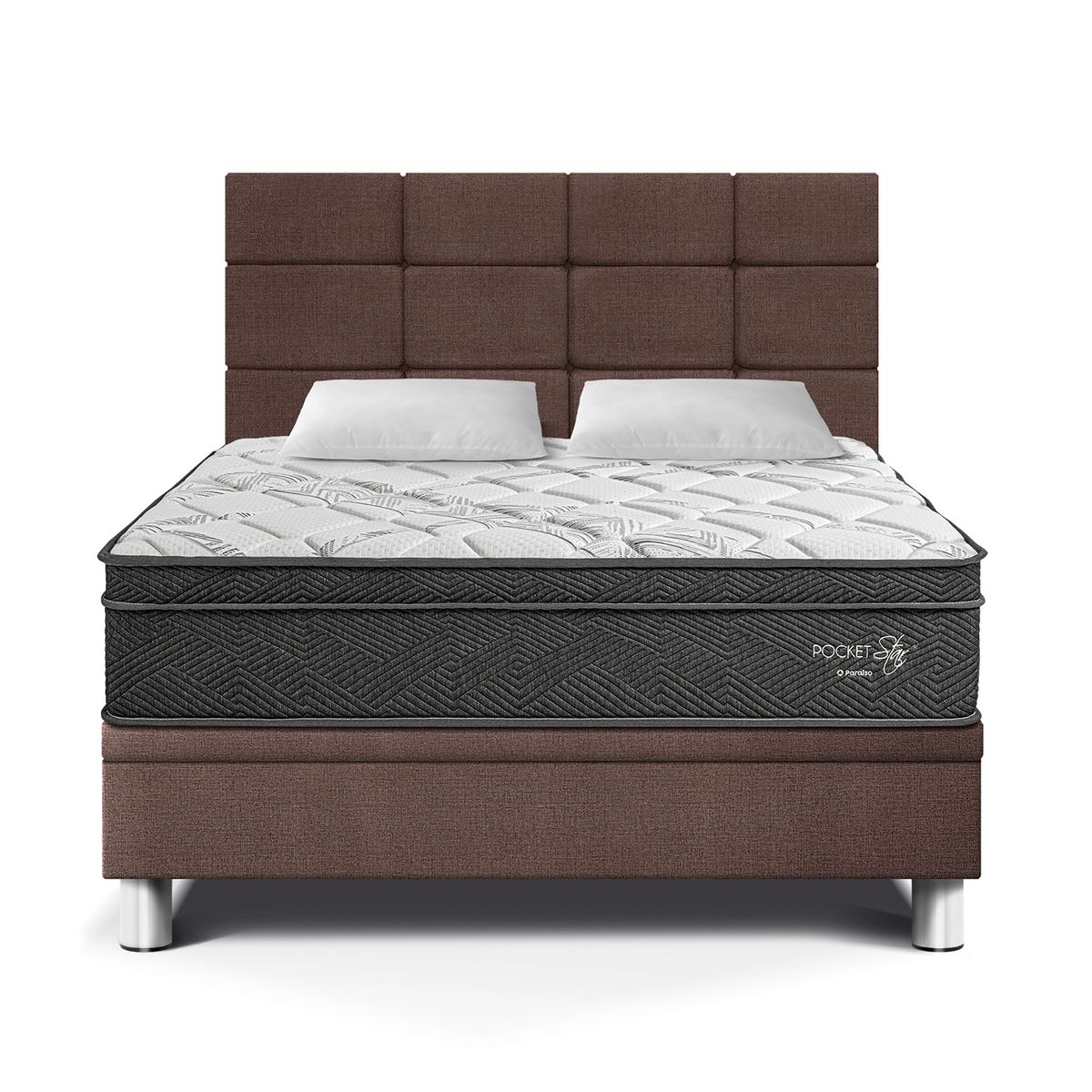 PARAISO - Dormitorio Boxet Blocks Pocket Star 2 Plz + 2 Almohadas + Protector