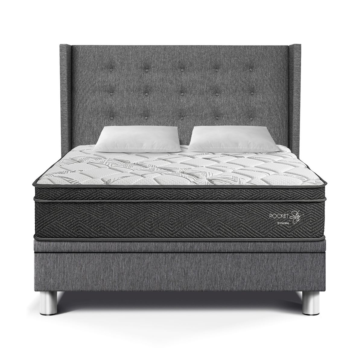 PARAISO - Dormitorio Boxet Gold Pocket Star 2 Plz + 2 Almohadas + Protector