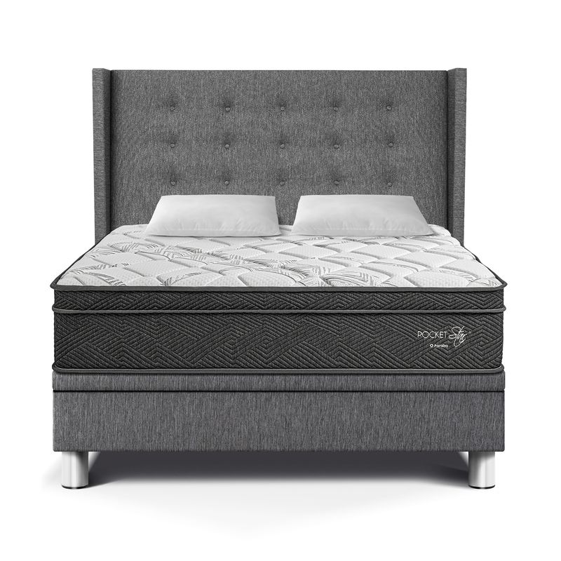 PARAISO - Dormitorio Boxet Gold Pocket Star 2 Plz + 2 Almohadas + Protector