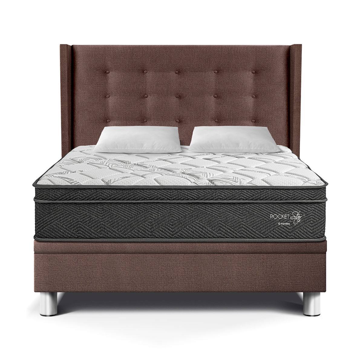 PARAISO - Dormitorio Boxet Gold Pocket Star 2 Plz + 2 Almohadas + Protector