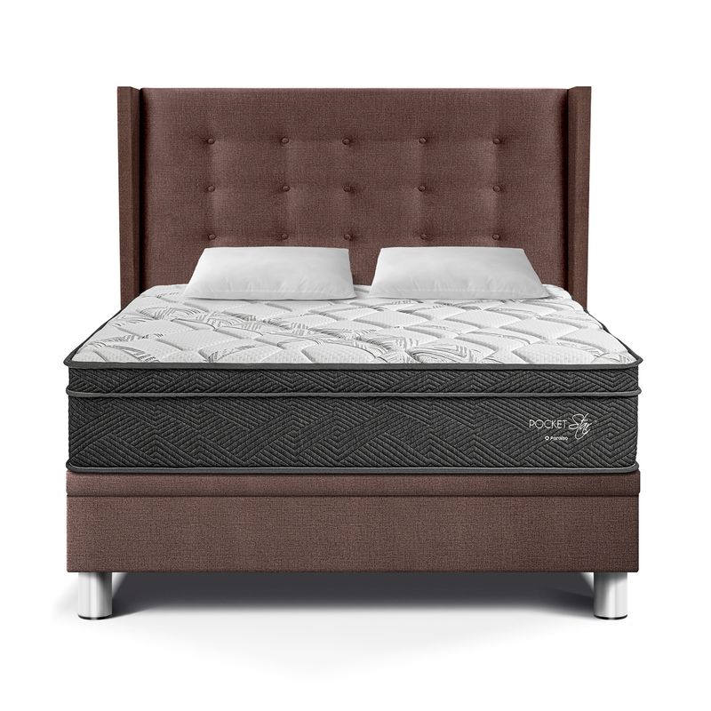 PARAISO - Dormitorio Boxet Gold Pocket Star 2 Plz + 2 Almohadas + Protector